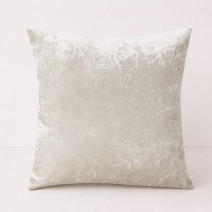 Crushed Velvet Sofa Pillow Cover - Cream White