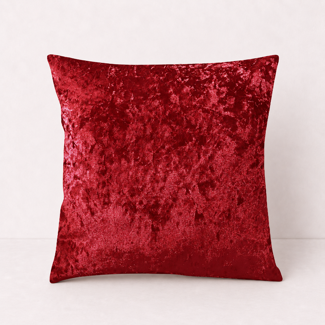 Crushed Velvet Sofa Pillow Cover - Red