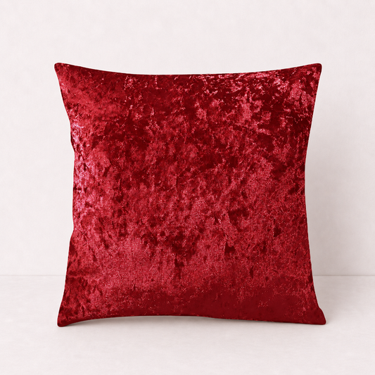 Crushed Velvet Sofa Pillow Cover - Red