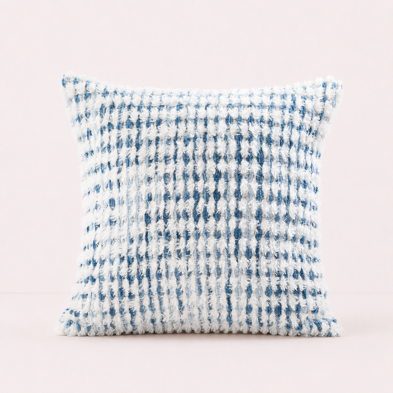 Boho Chenille Tufted Pillow Cover - Blue