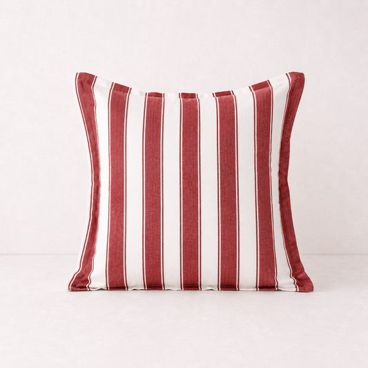 Checkered Tassel Velvet Pillow Cover- Fine Stripe Edge