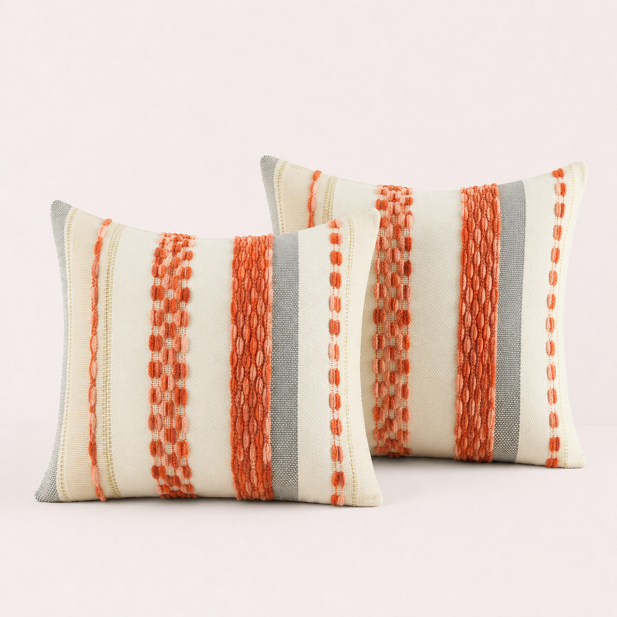 Textured Boho Chenille Pillow Cover - Orange