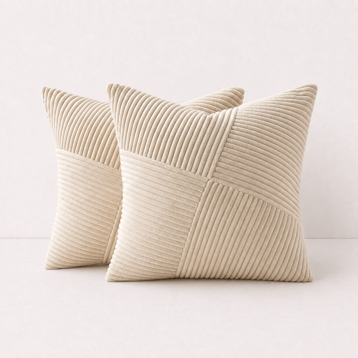 Spring Boho Corduroy Pillow Cover - Beige