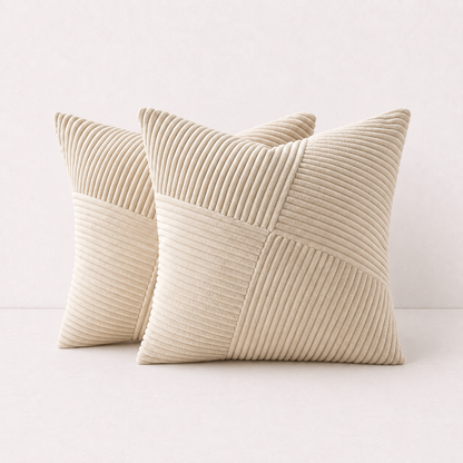 Spring Boho Corduroy Pillow Cover - Beige