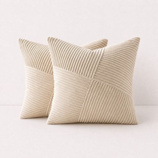 Spring Boho Corduroy Pillow Cover - Beige Yellow