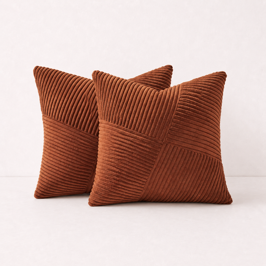 Spring Boho Corduroy Pillow Cover - Rust