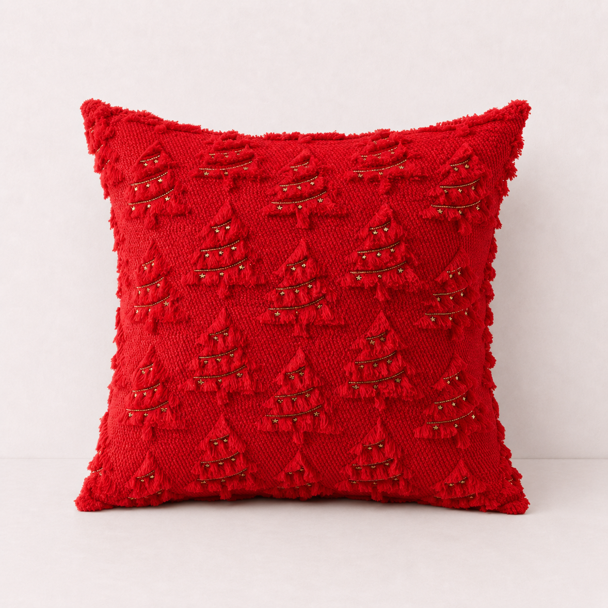 Spring Boho Corduroy Pillow Cover - Red