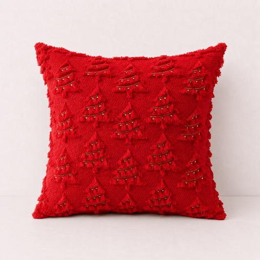 Spring Boho Corduroy Pillow Cover - Red