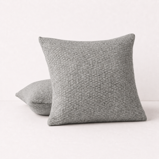 Stone Grey Textured Decorative Pillow Cover- Grey