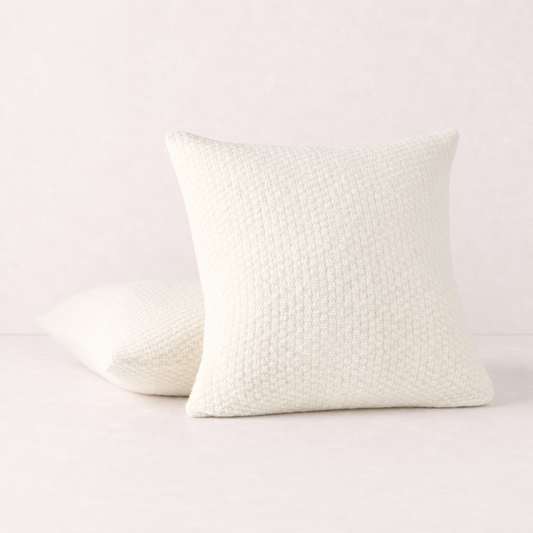 Stone Grey Textured Decorative Pillow Cover -Ivory