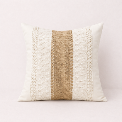 Boho Striped Woven Pillow Cover - Crochet Panel