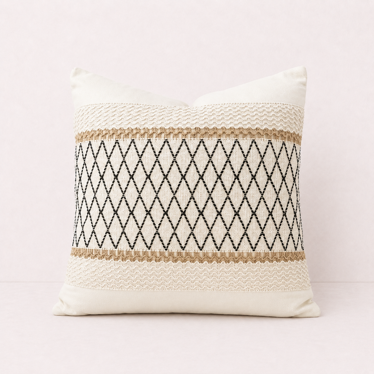 Boho Striped Woven Pillow Cover - Diamond Weave