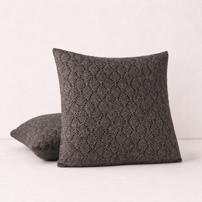 Diamond Pattern Knit Pillow Cover - Brown