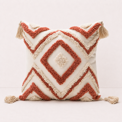 Boho Diamond Tufted Pillow Cover - Orange
