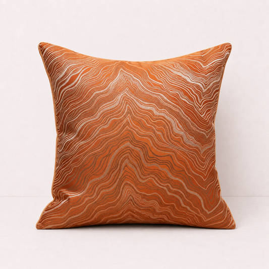 Jacquard Embroidered Decorative Pillow Cover - Orange