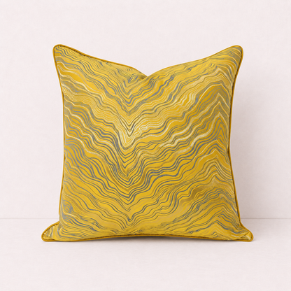 Jacquard Embroidered Decorative Pillow Cover - Yellow