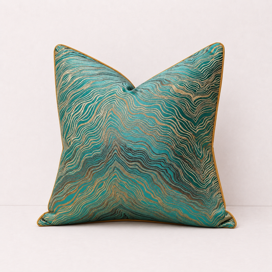Jacquard Embroidered Decorative Pillow Cover -Green