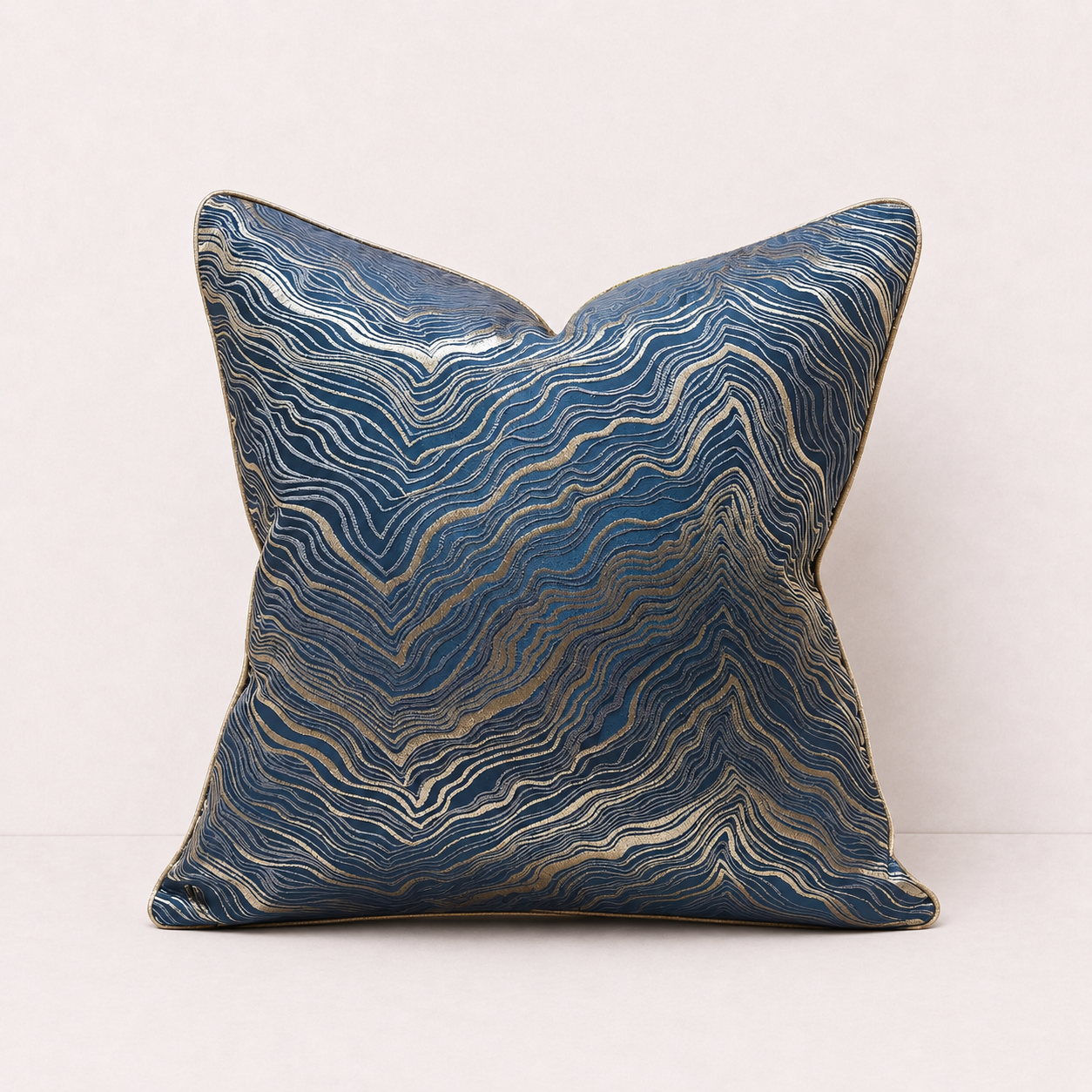 Jacquard Embroidered Decorative Pillow Cover - Blue