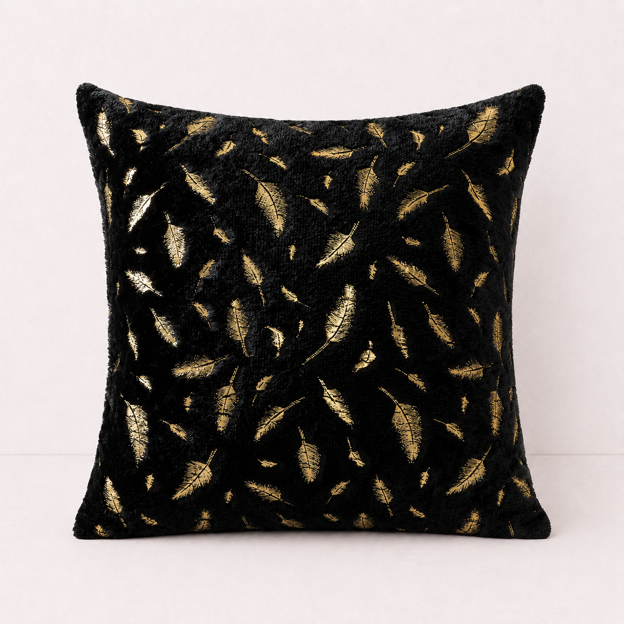 Plush Golden Fur Pillow Cover - Golden Black