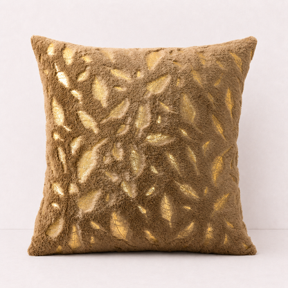 Plush Golden Fur Pillow Cover - Khaki