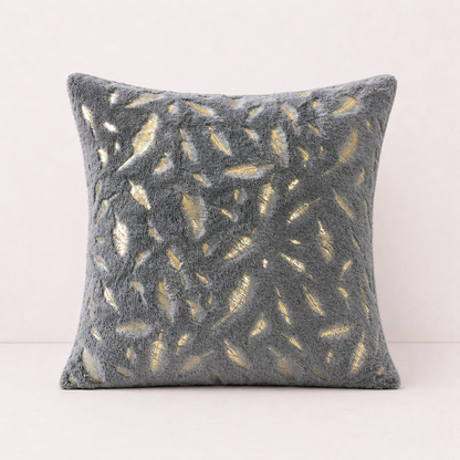 Plush Golden Fur Pillow Cover - Grey