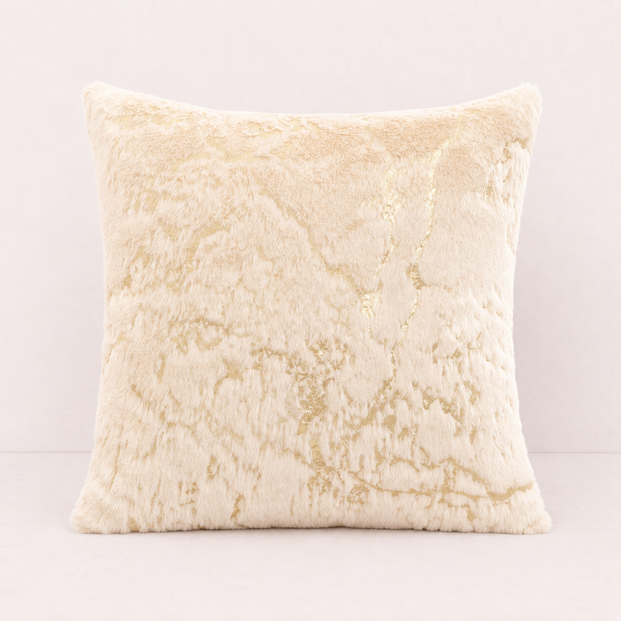 Plush Golden Fur Pillow Cover - Golden Beige