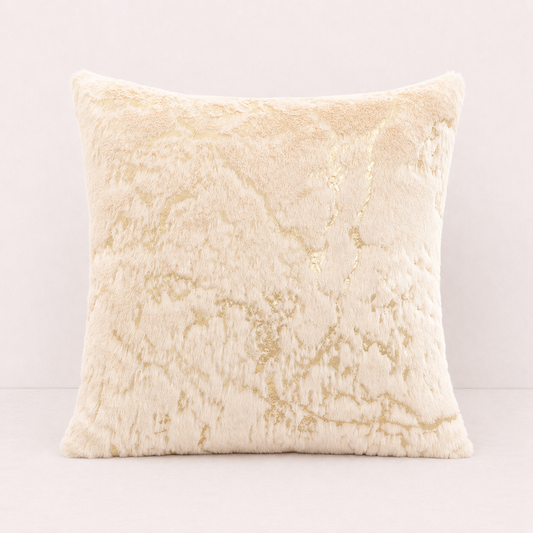 Plush Golden Fur Pillow Cover - Golden Beige