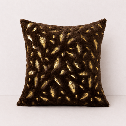 Plush Golden Fur Pillow Cover - Coffee Brown