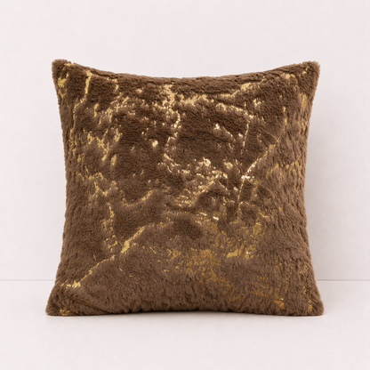 Plush Golden Fur Pillow Cover - Golden Brown