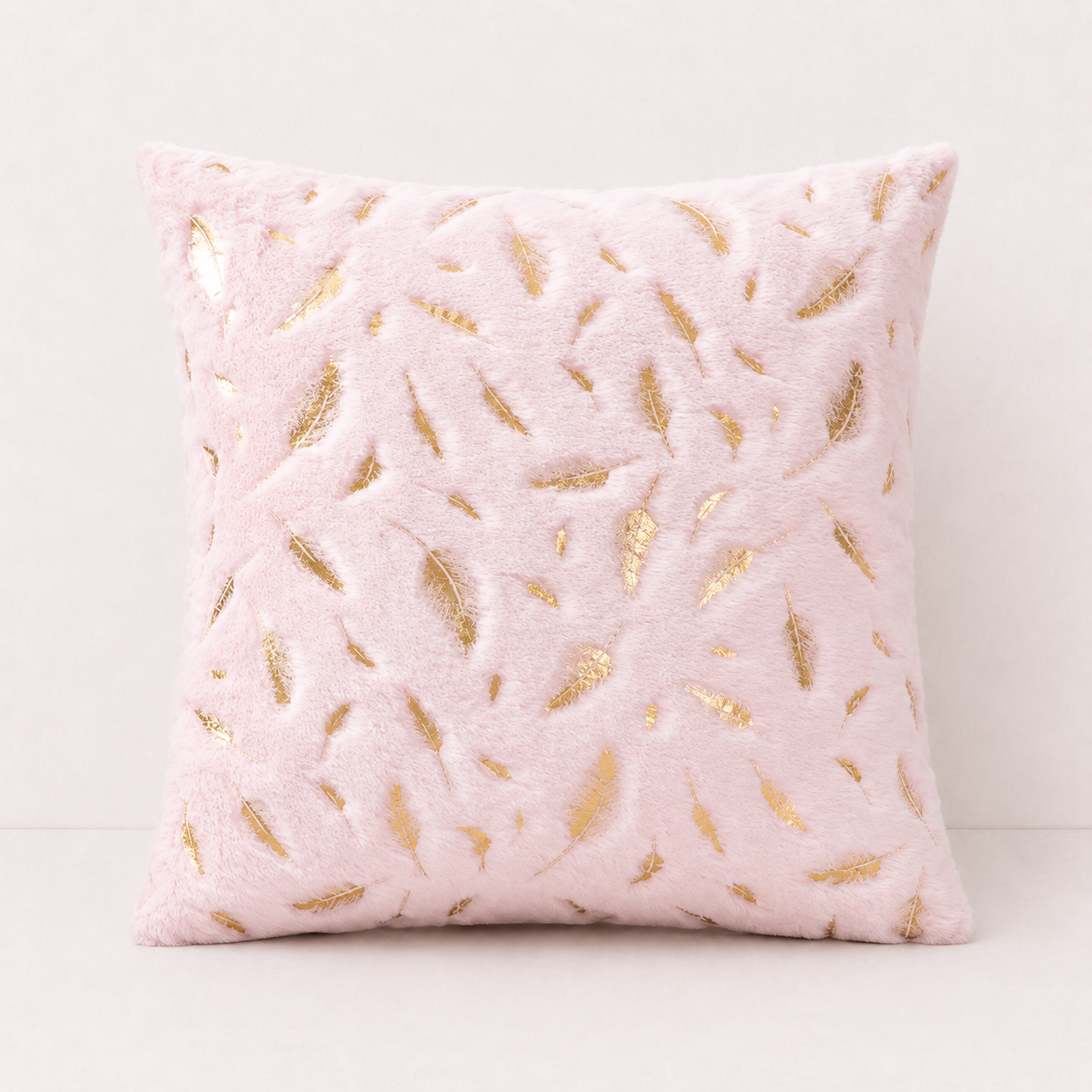 Plush Golden Fur Pillow Cover - Pink