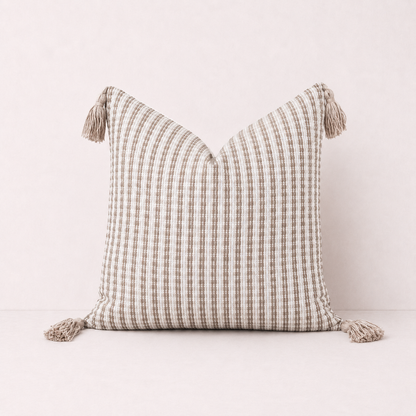 Retro Geometric Jacquard Pillow Cover - Beige