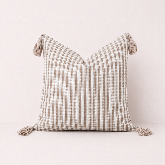 Retro Geometric Jacquard Pillow Cover - Beige