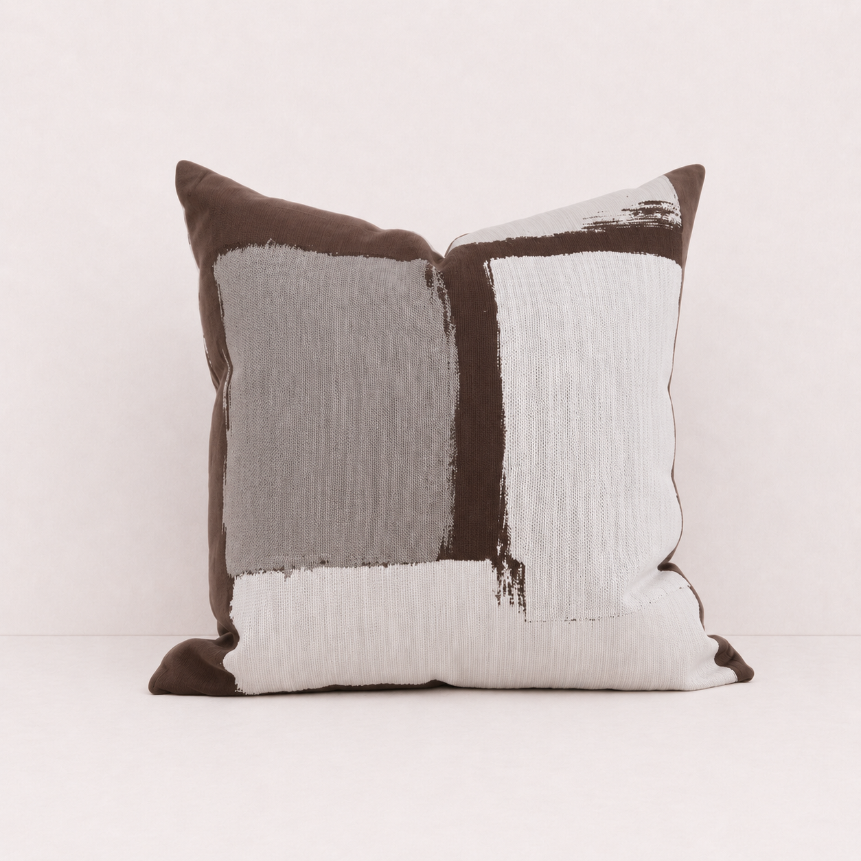 Retro Geometric Jacquard Pillow Cover - Natural Linen