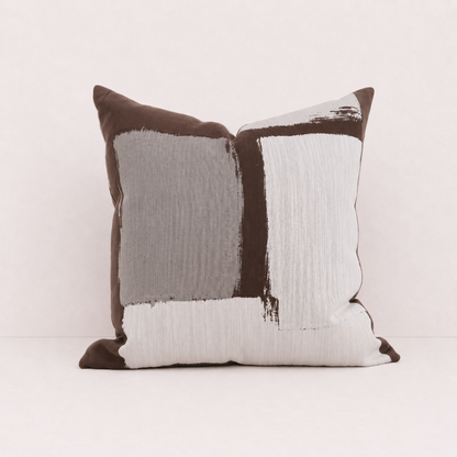 Retro Geometric Jacquard Pillow Cover - Natural Linen