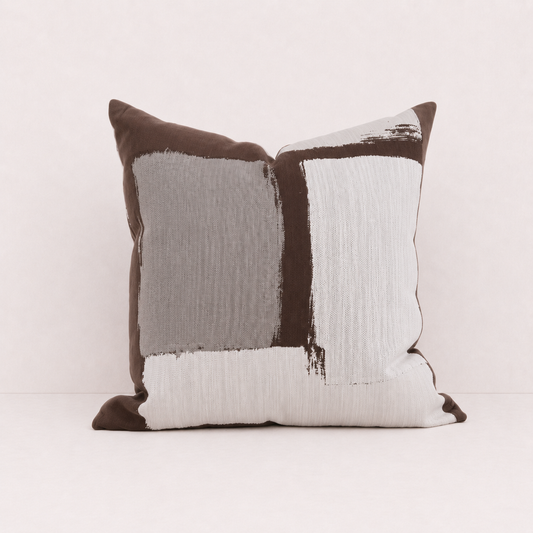Retro Geometric Jacquard Pillow Cover - Natural Linen