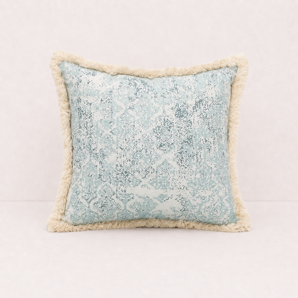 Green Tassel Vintage Pillow Cover - Green Distressed