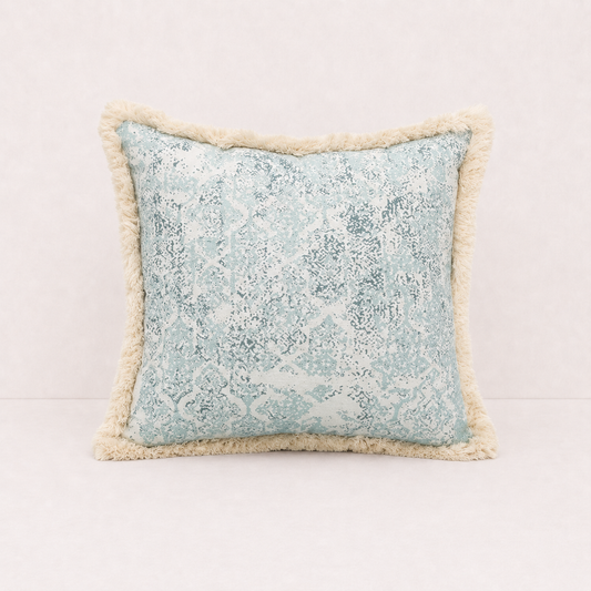 Green Tassel Vintage Pillow Cover - Green Distressed