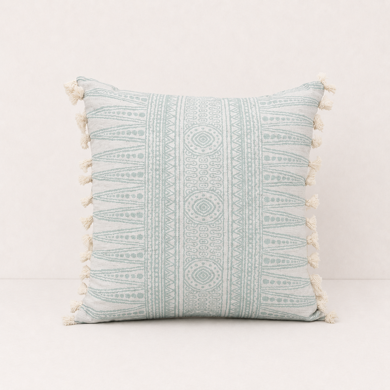 Green Tassel Vintage Pillow Cover - Green Tribal