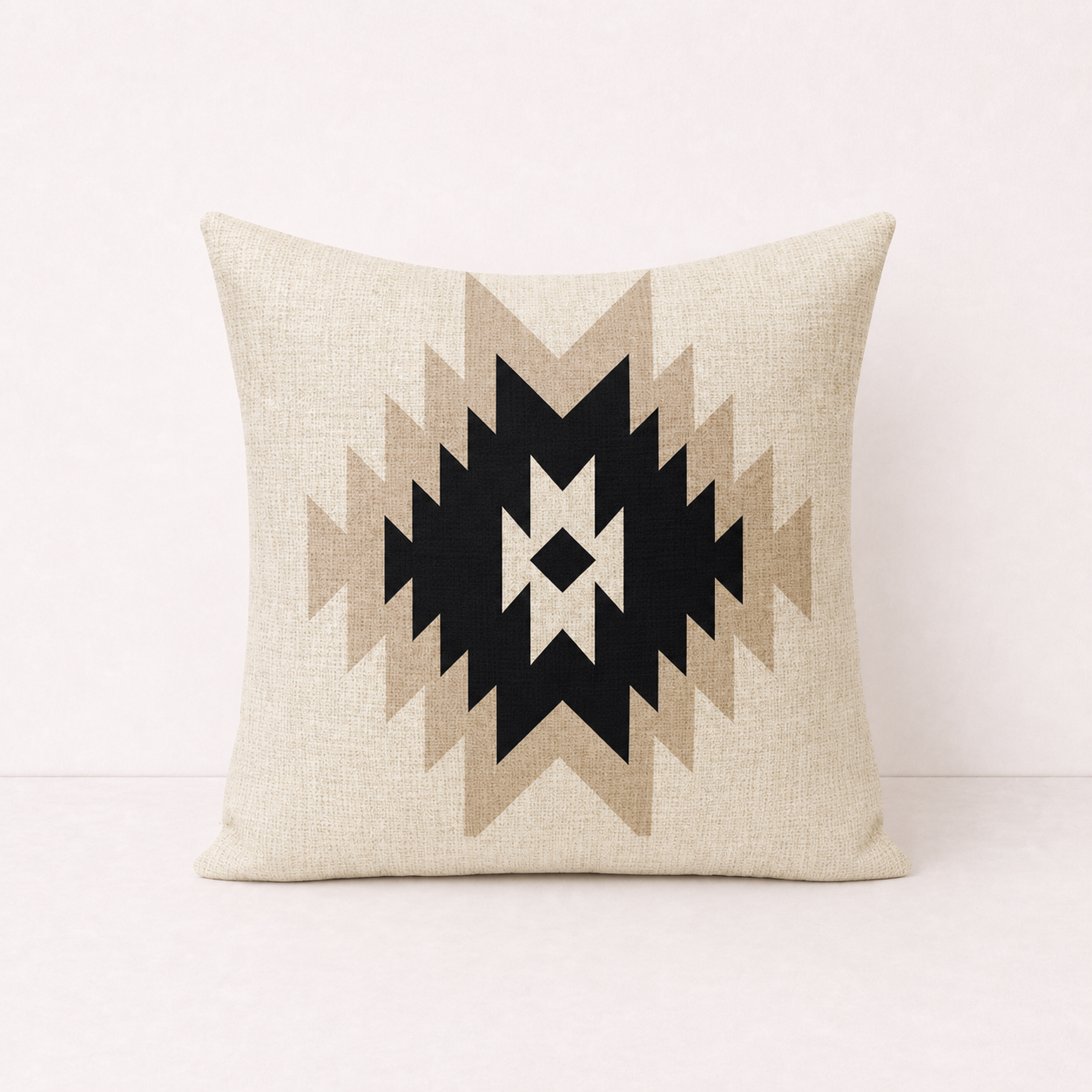 Geometric Linen Decorative Pillow Cover - Warm Sand