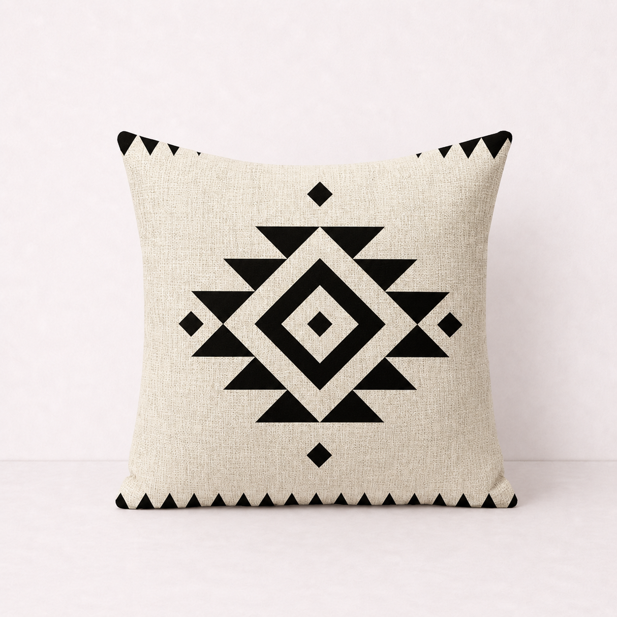 Geometric Linen Decorative Pillow Cover - Soft Ivory