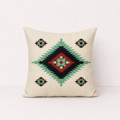 Geometric Linen Decorative Pillow Cover - Light Beige