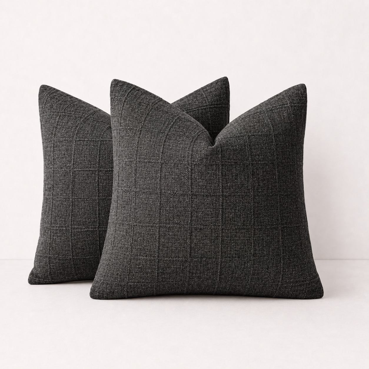 Boho Linen Square Pillow Cover -Dark Grey