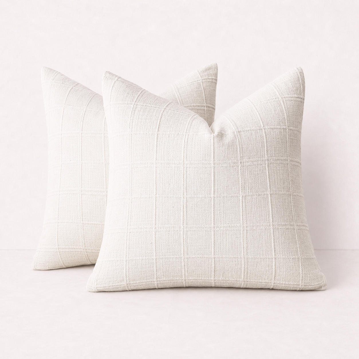 Boho Linen Square Pillow Cover - White