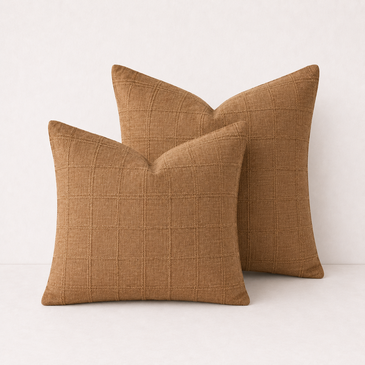Boho Linen Square Pillow Cover -Brick