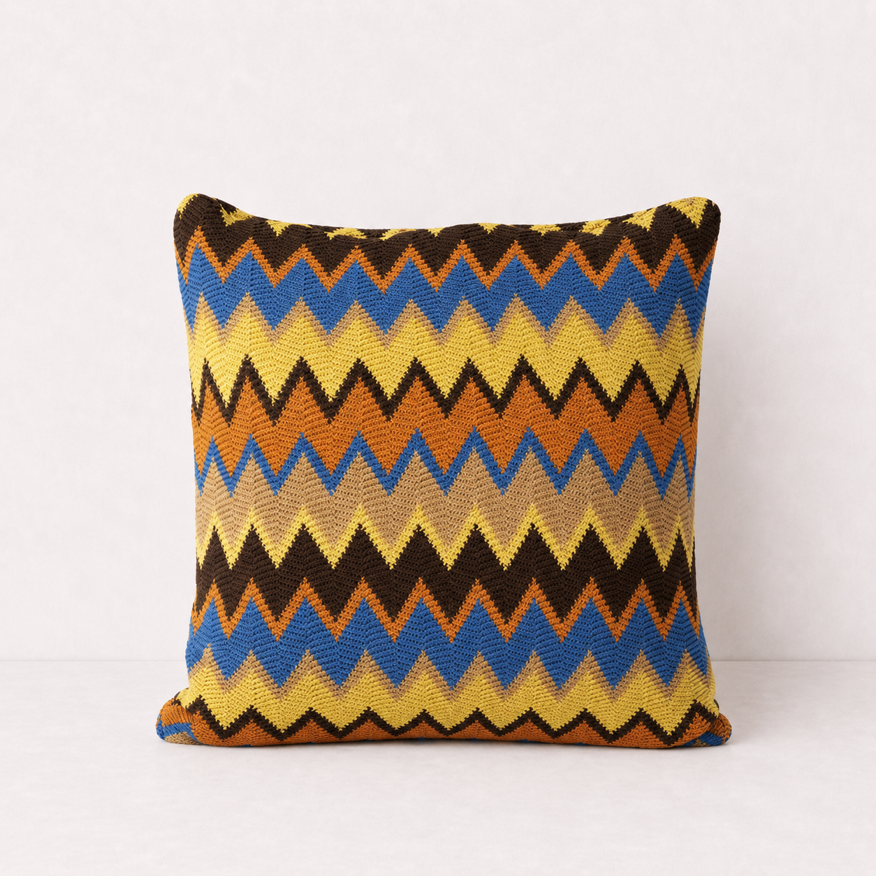 Multicolour Chevron Decorative Pillow Cover - Yellow