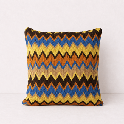 Multicolour Chevron Decorative Pillow Cover - Yellow