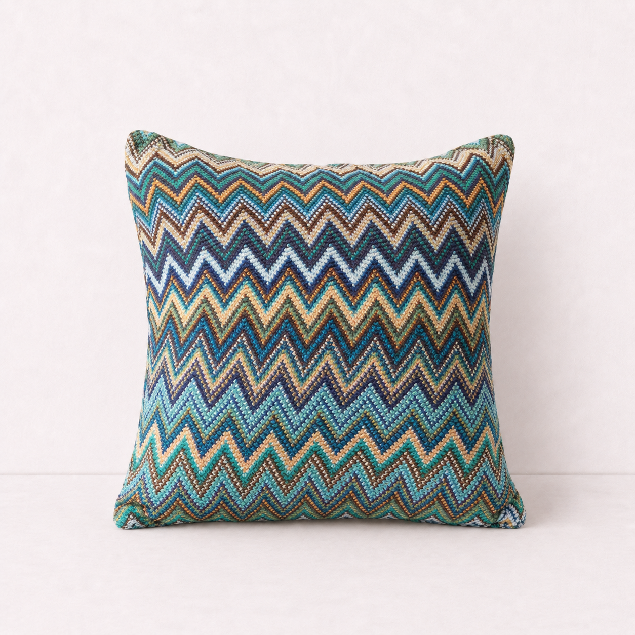 Multicolour Chevron Decorative Pillow Cover - Blue