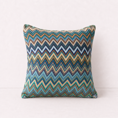 Multicolour Chevron Decorative Pillow Cover - Blue