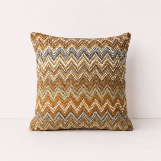 Multicolour Chevron Decorative Pillow Cover - Beige
