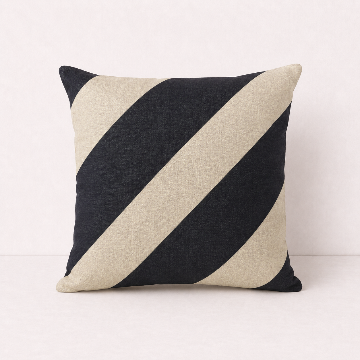 Black Geometric Linen Pillow Cover - Black Stripe